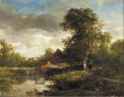 Willem Roelofs Landschap met beek Sweden oil painting artist
